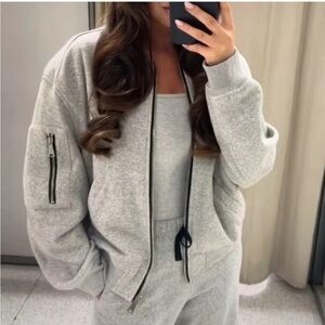 Zara Gray Bomber Jacket
